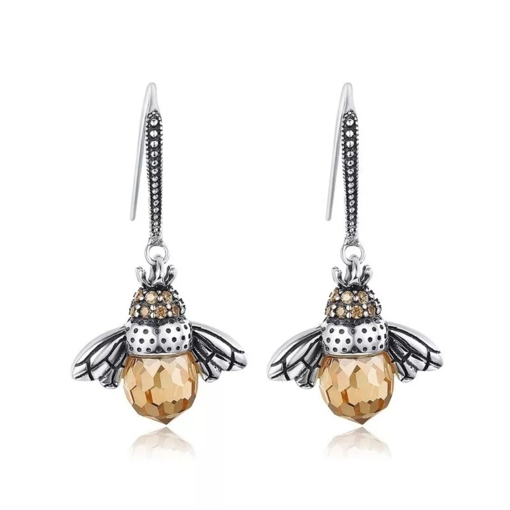 Cute Silver and Gold Bee Drop Earrings Perfect For Spring